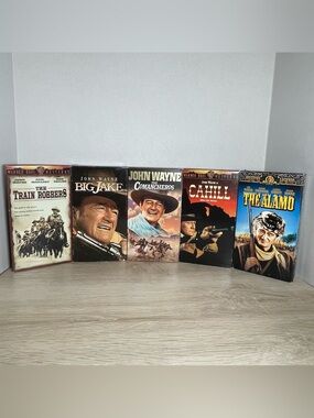 John Wayne Movies VHS 5 Lot Cahill Big Jake Comancheros Alamo Train Robbers